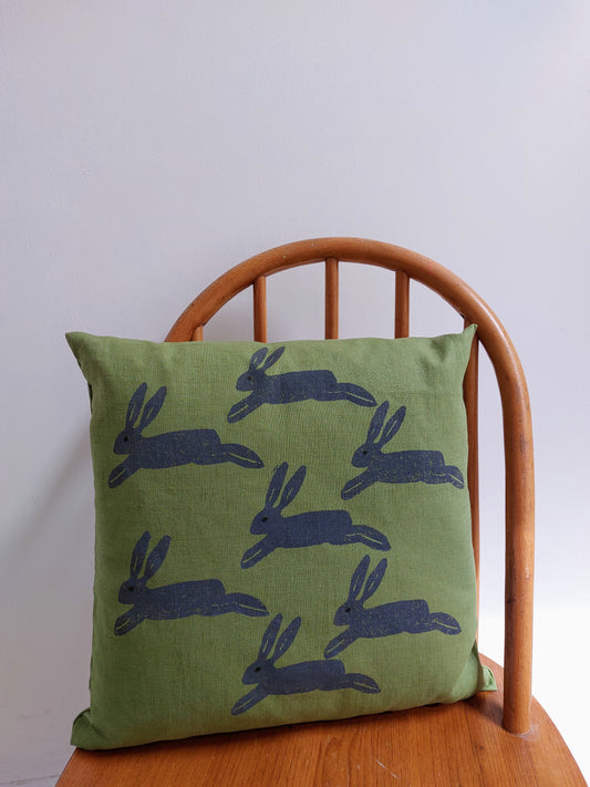 leaping hare cushion