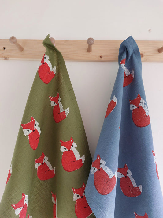 crafty fox tea towel avocado