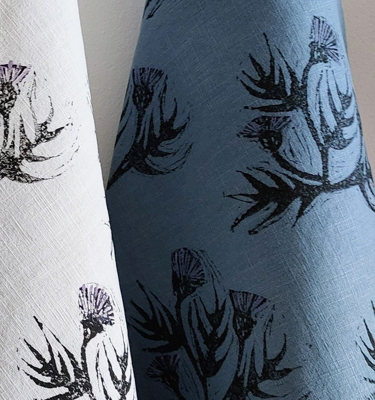 thistle tea towel light blue