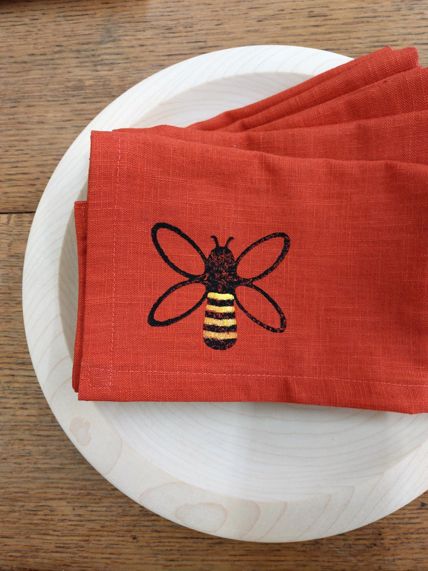 honey bee napkin marmalade linen