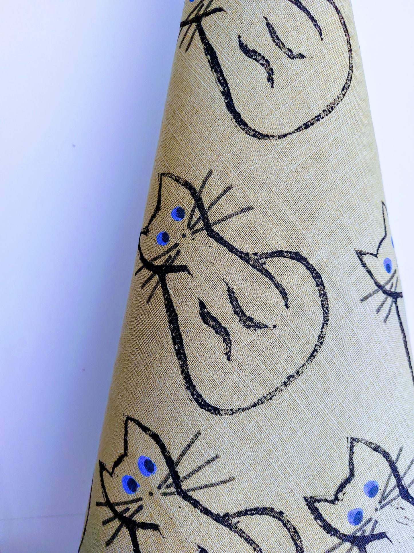 black cat tea towel avocado