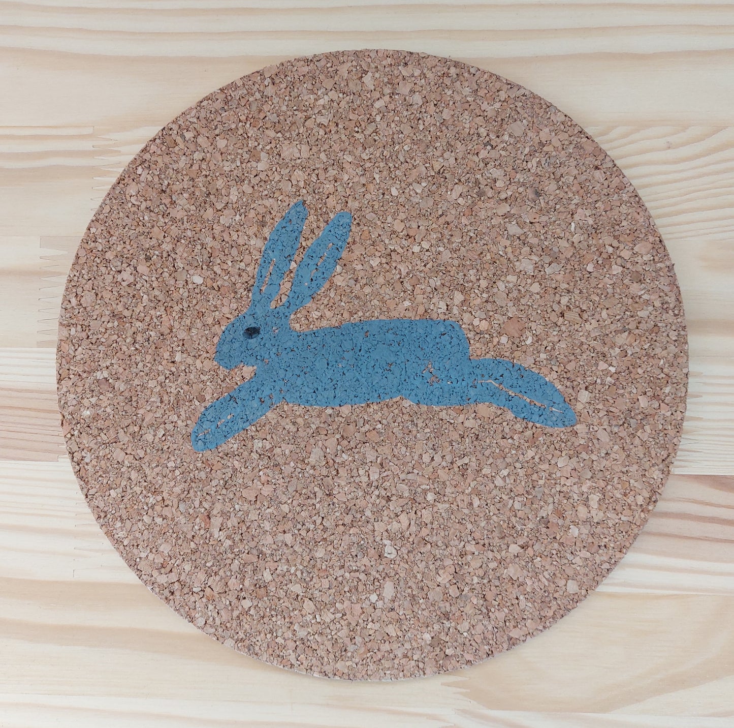 cork pot/table mat leaping hare set of four