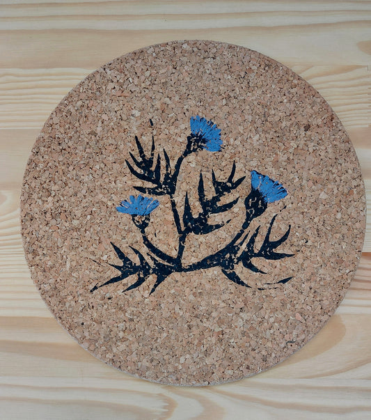 cork pot/table mat thistle set of four