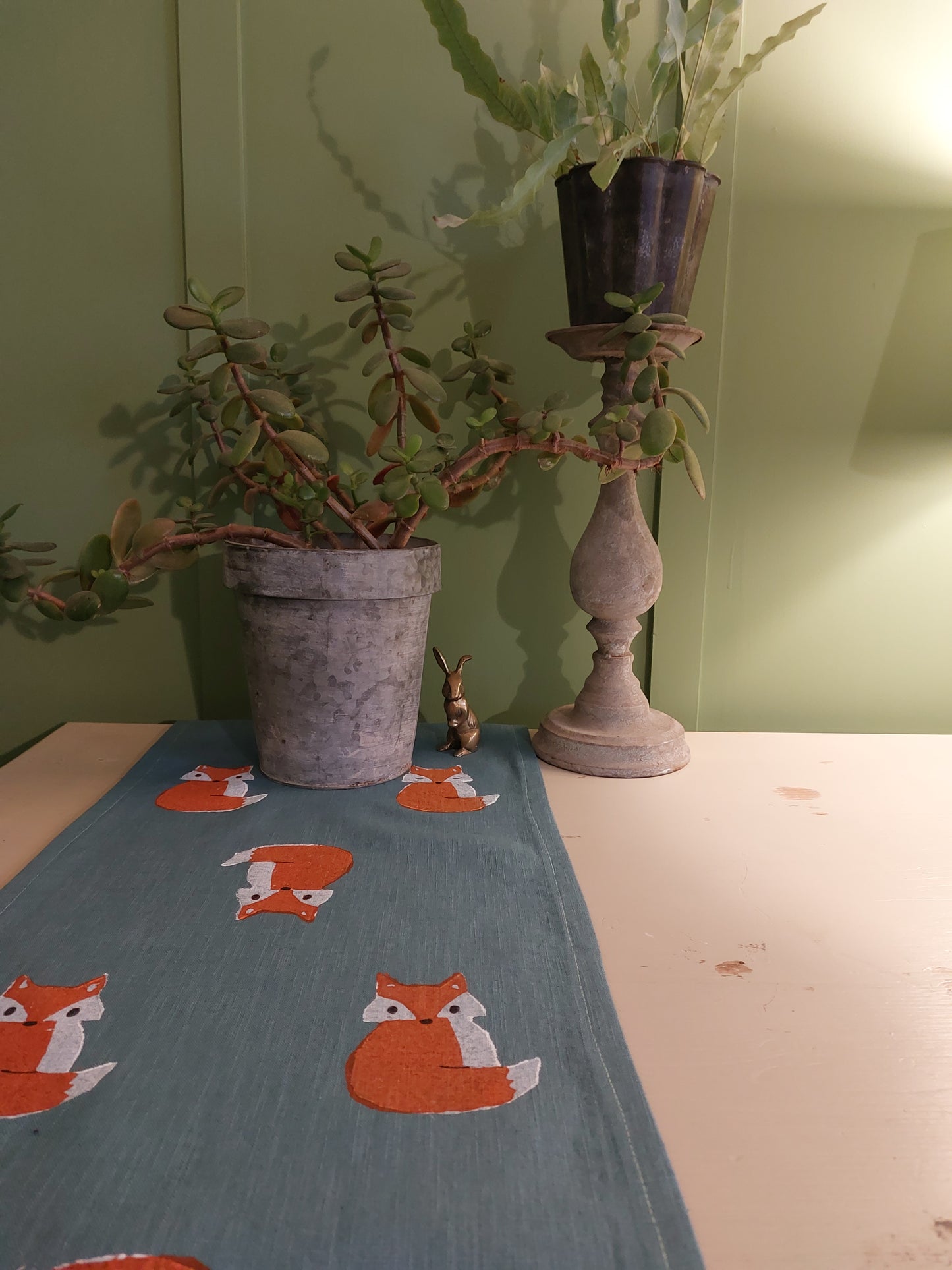 crafty fox table runner blue
