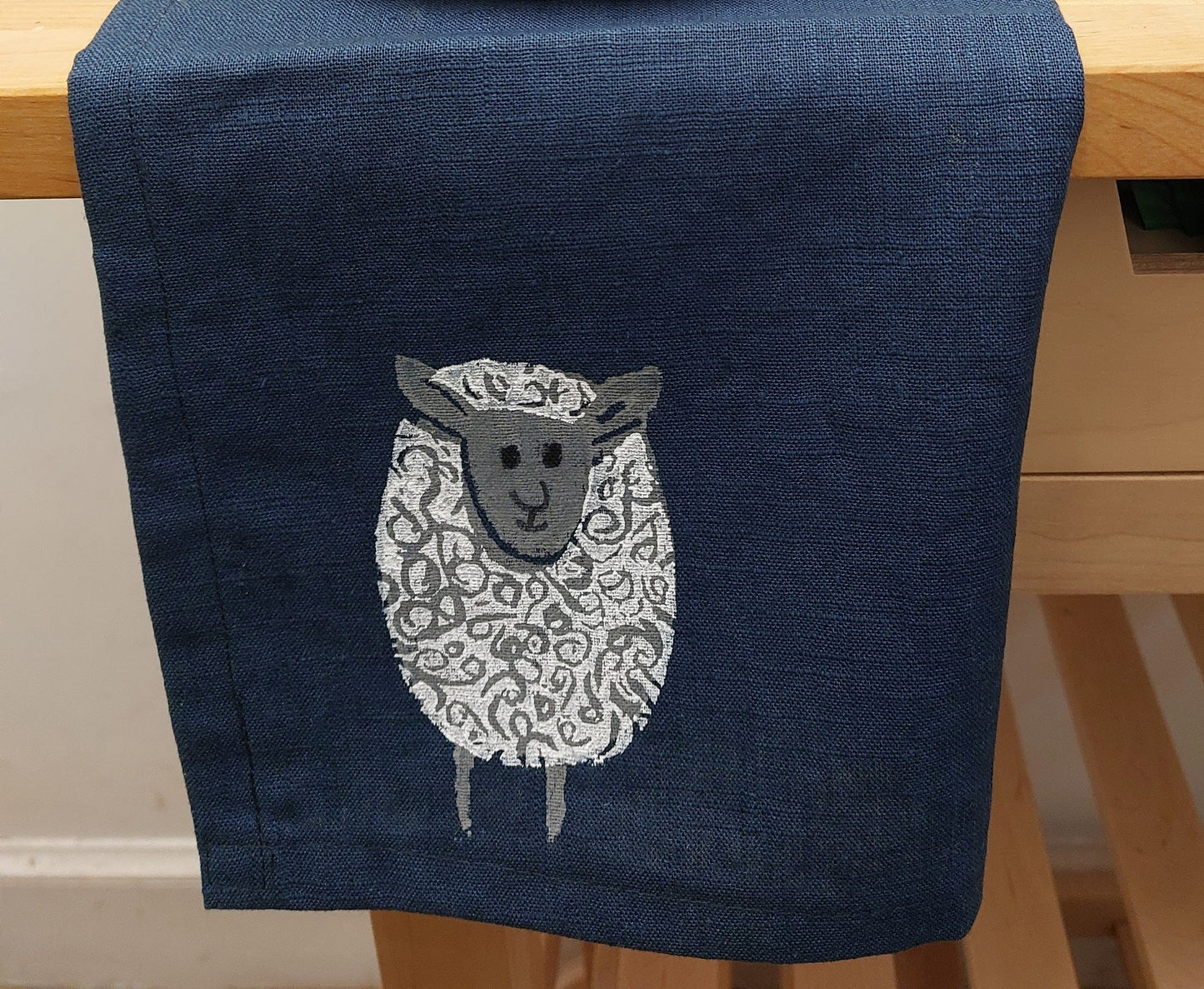 fluffy sheep linen napkin navy