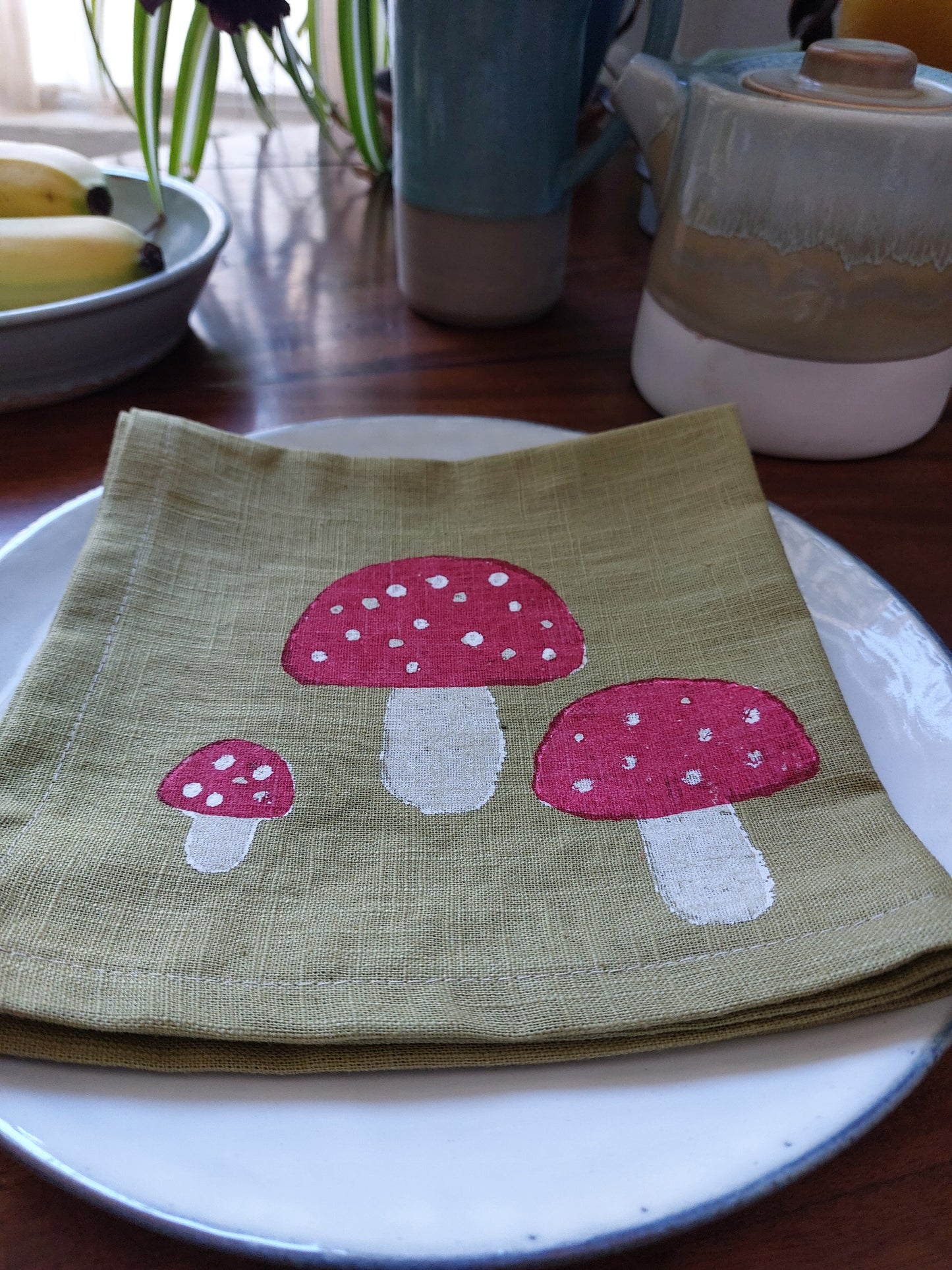 mushroom napkin avocado