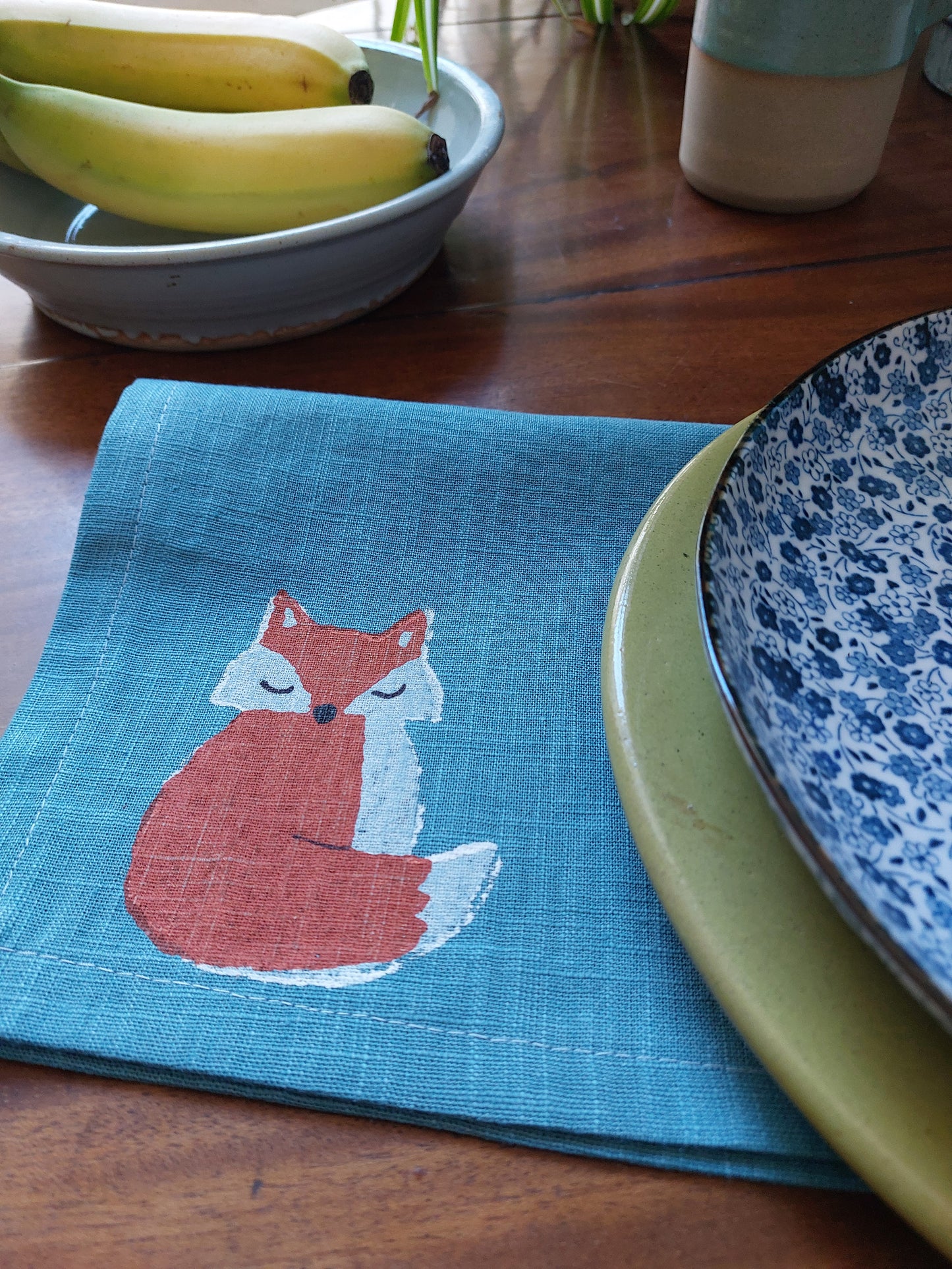 fox napkin blue