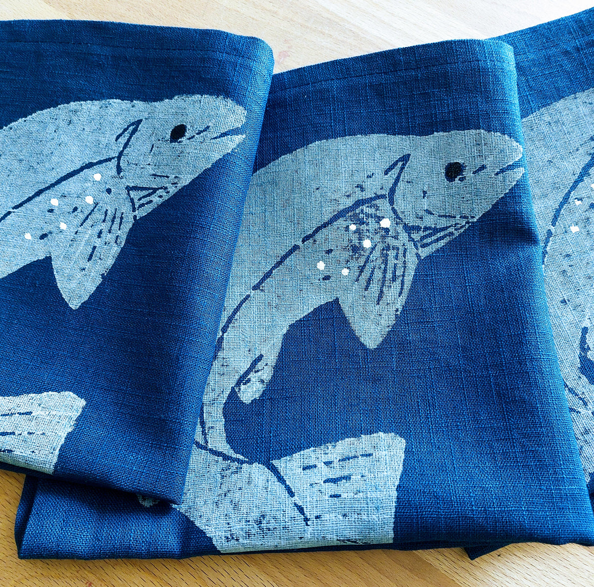 salmon linen napkin navy