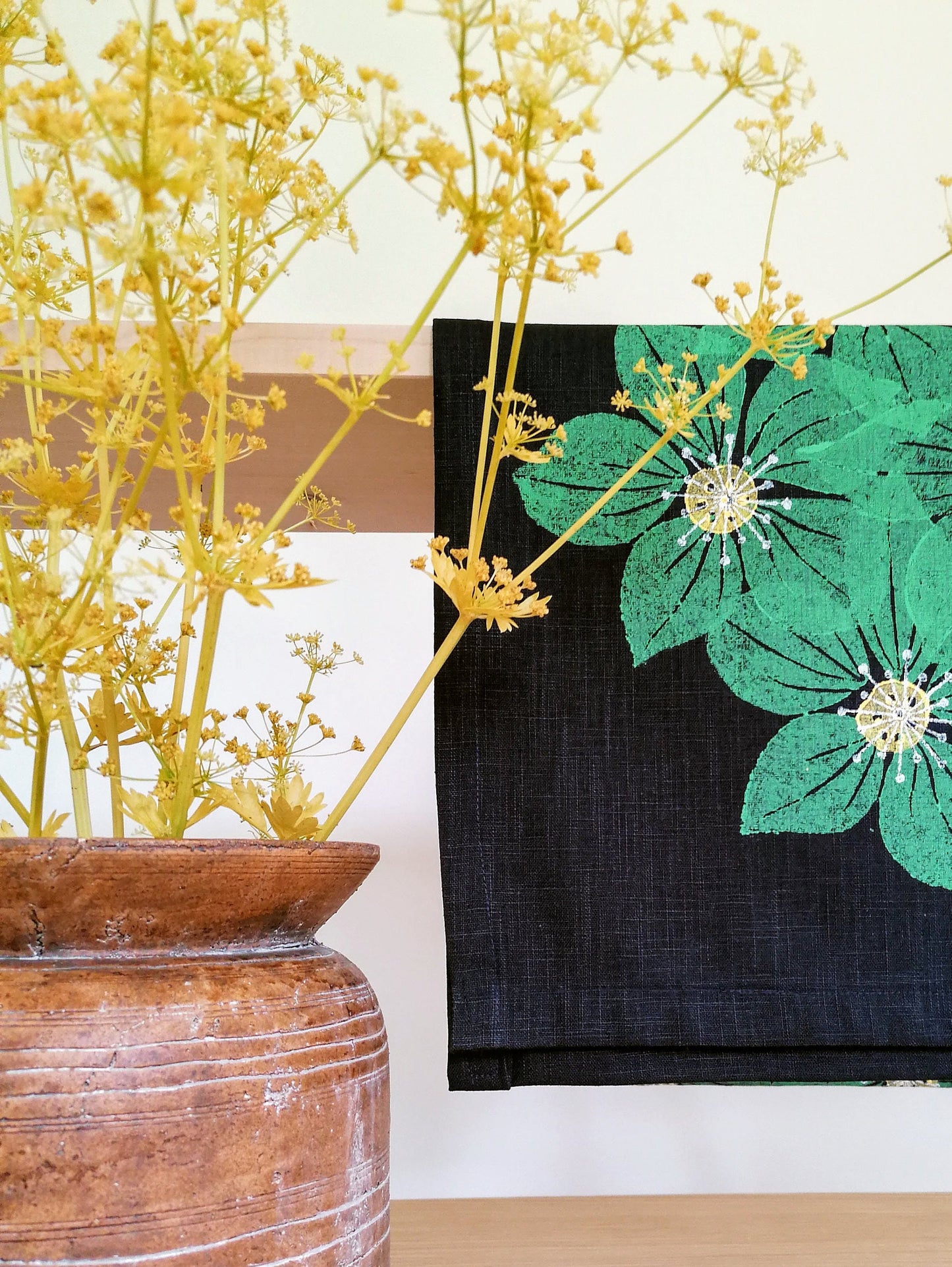 table runner hellebore on navy