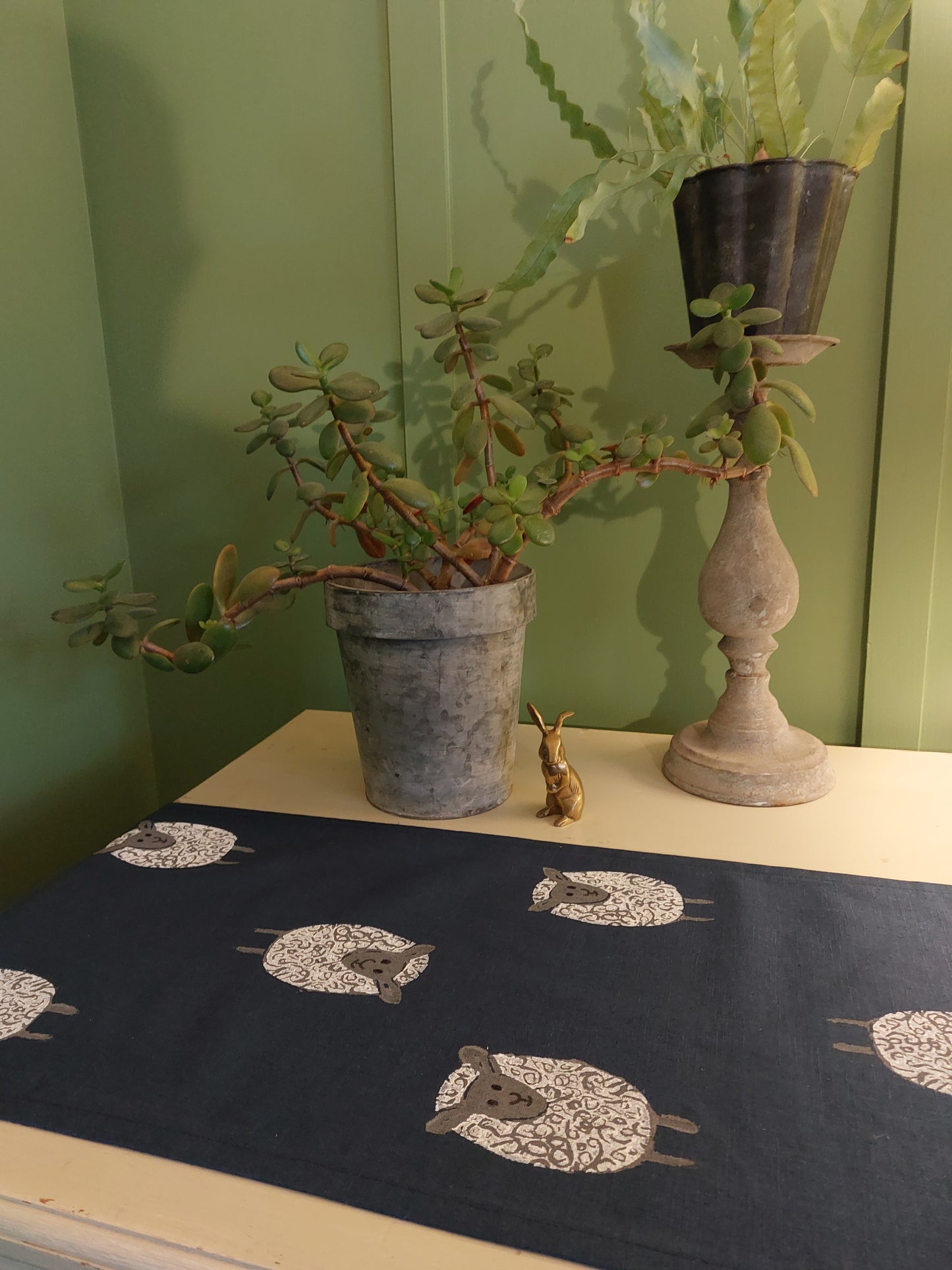 fluffy sheep table runner navy