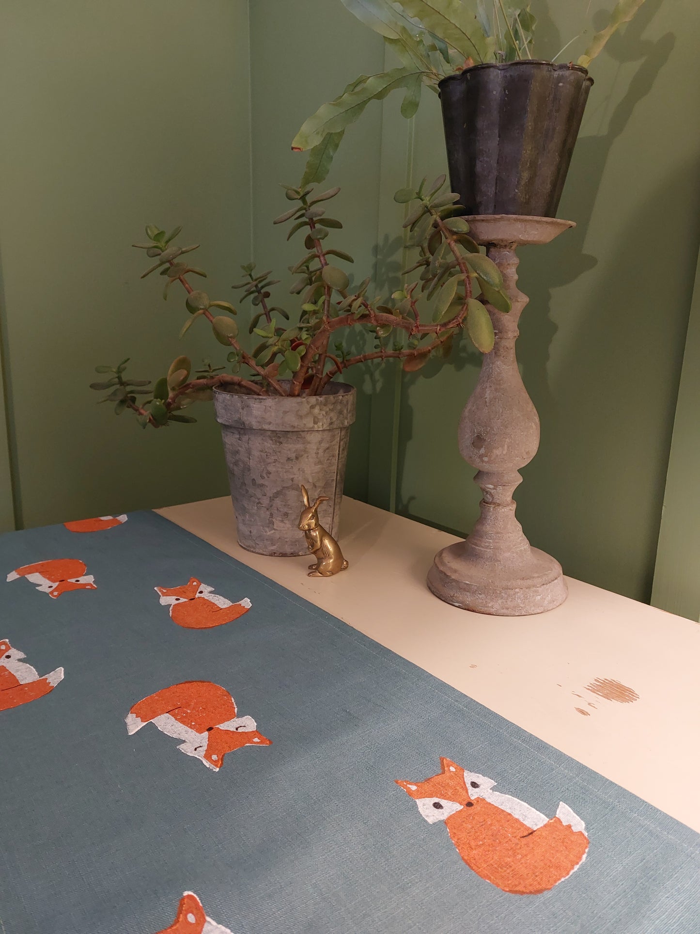 crafty fox table runner blue