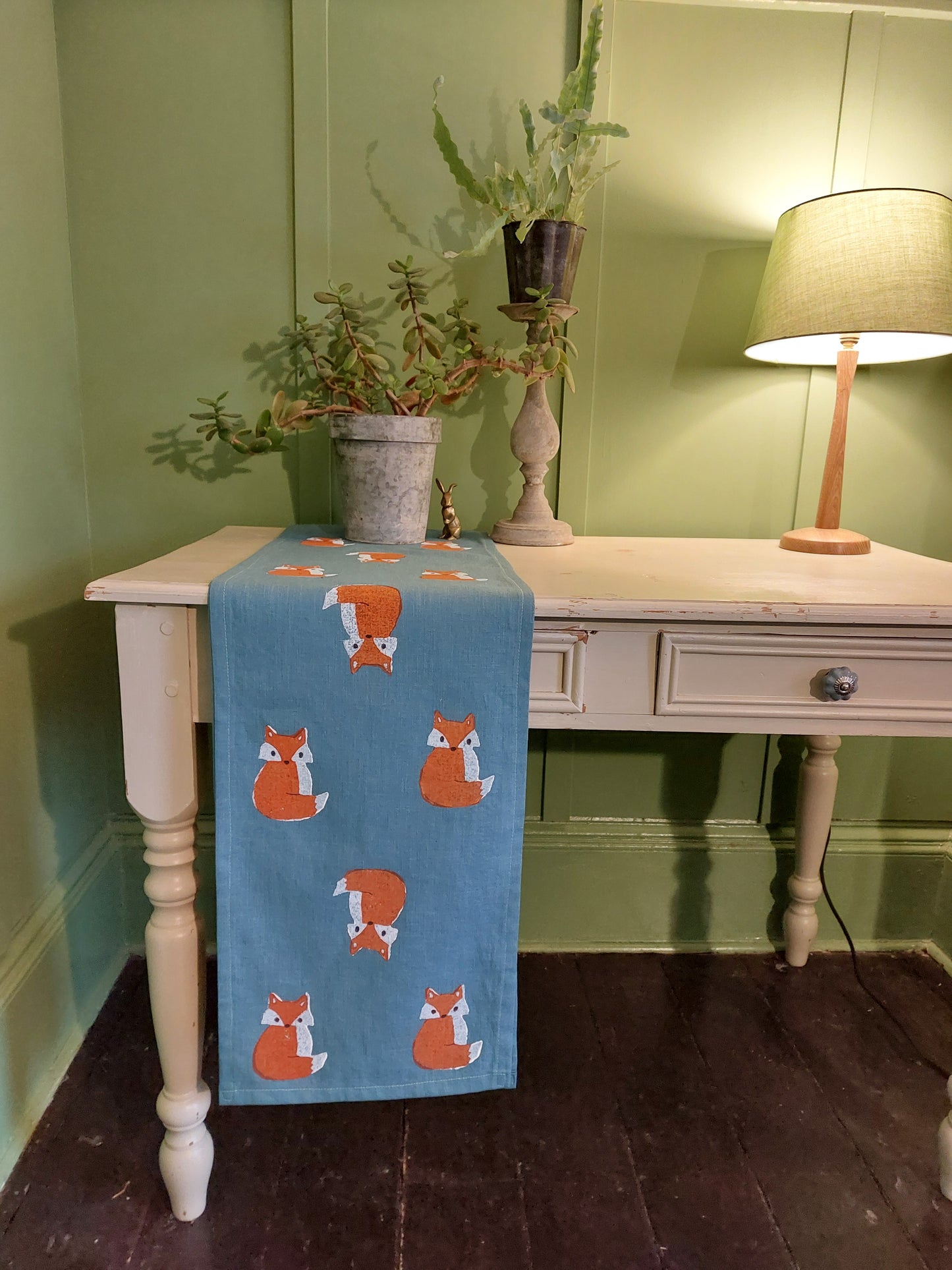 crafty fox table runner blue