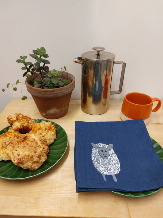 fluffy sheep linen napkin navy
