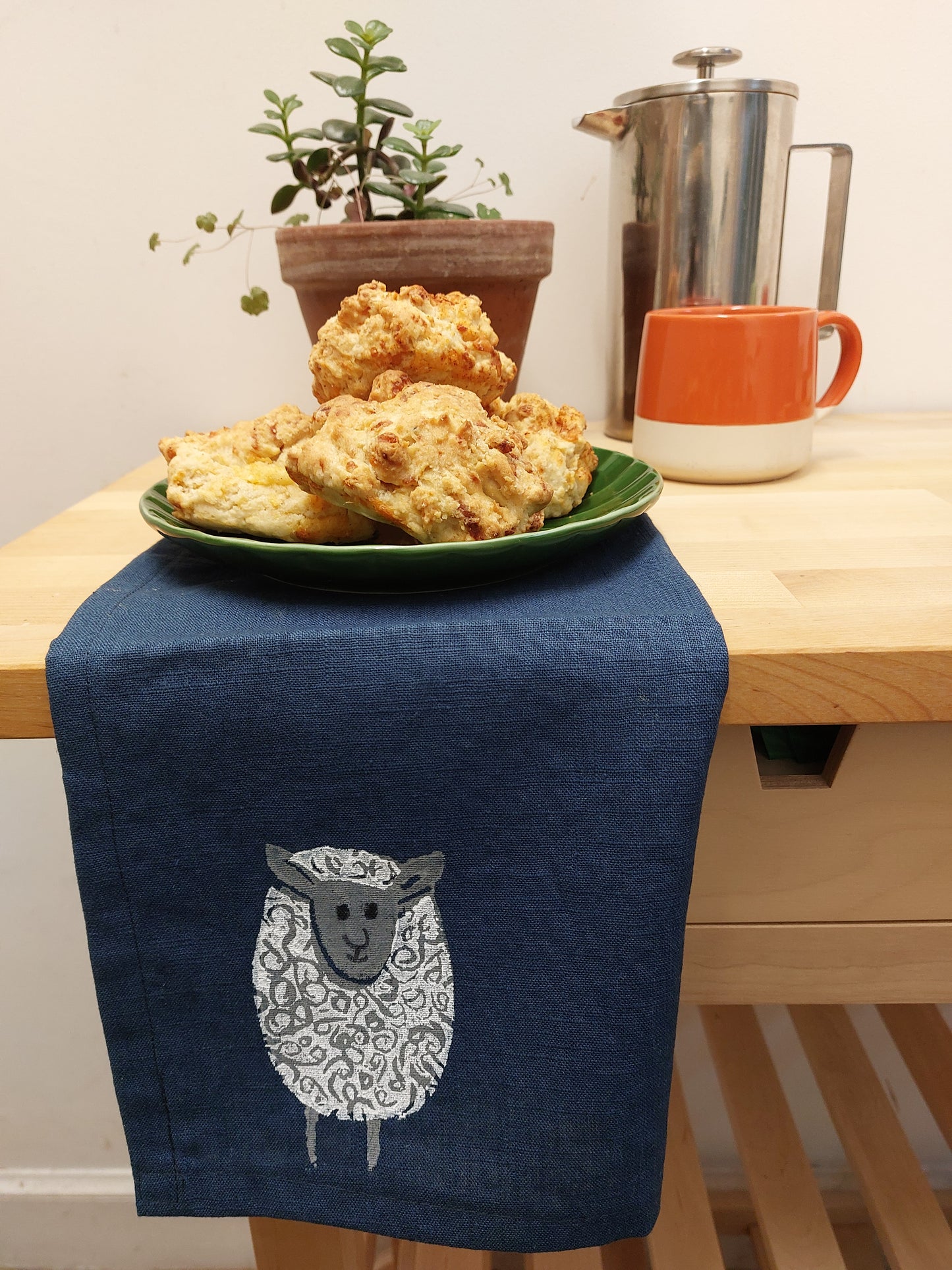 fluffy sheep linen napkin navy