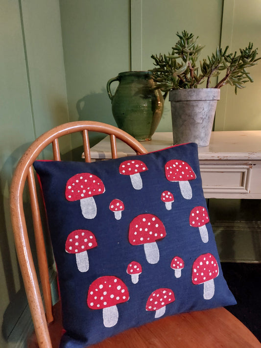mushrooms on navy cushion