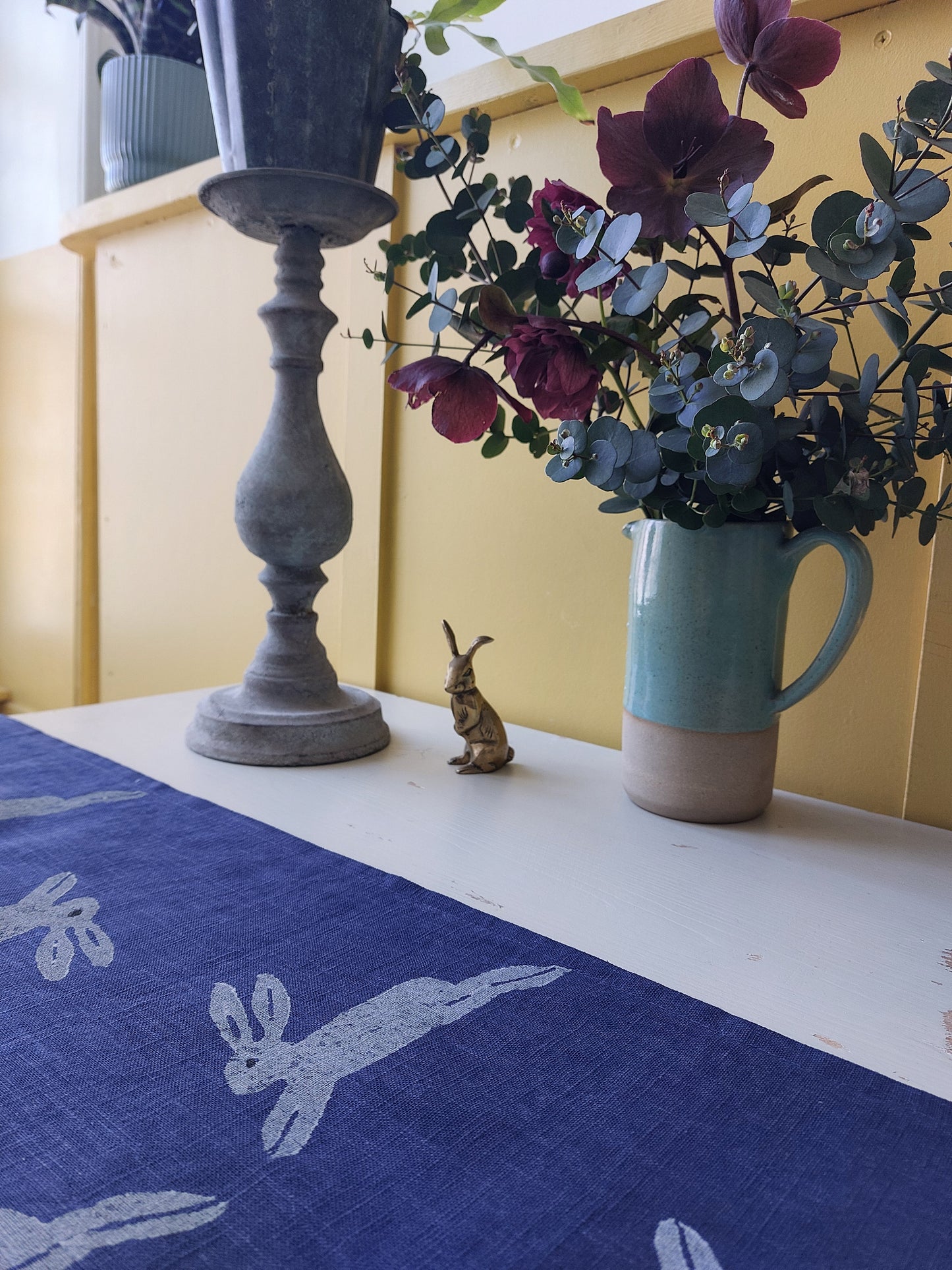 navy hare table runner