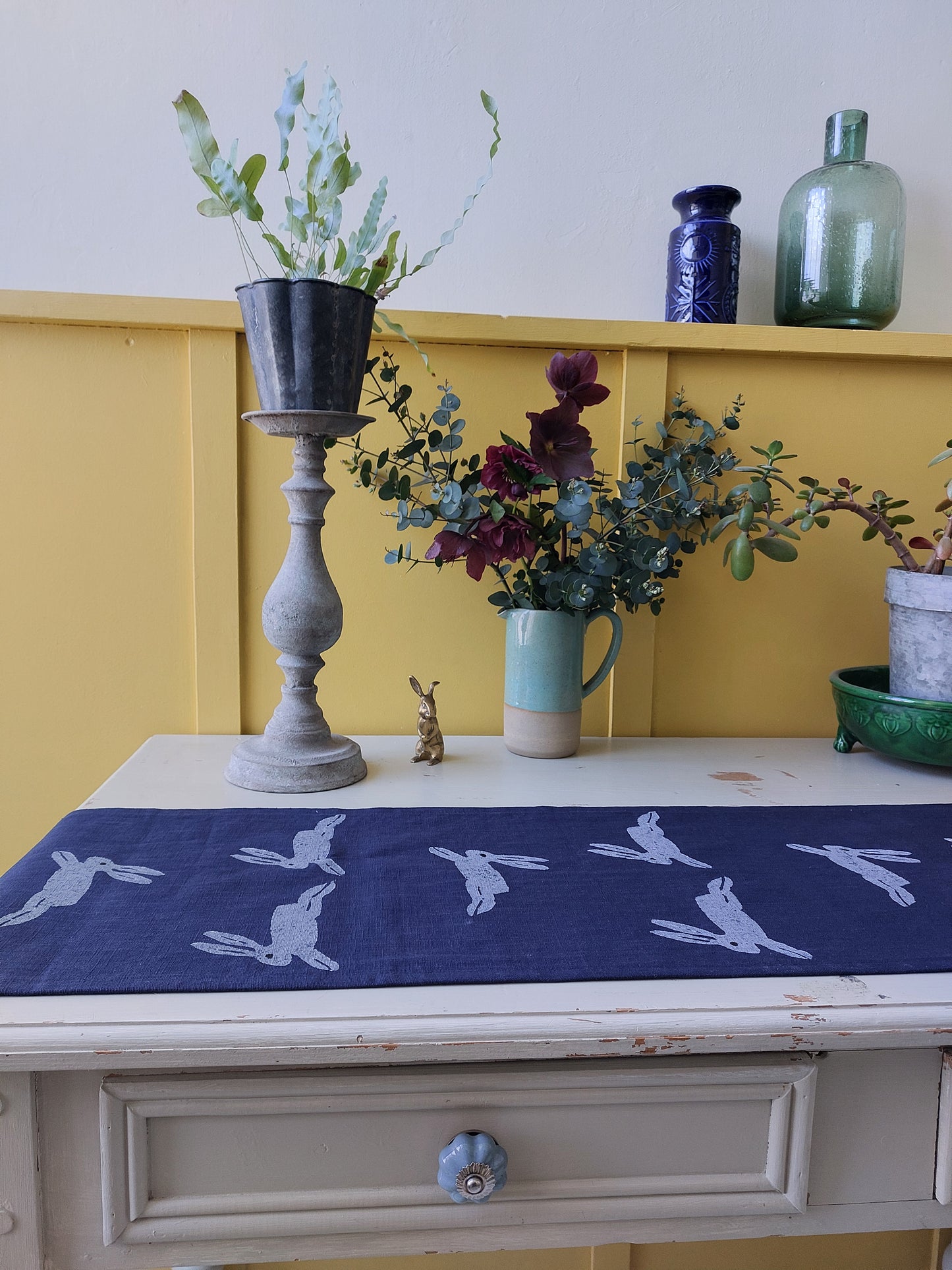 navy hare table runner