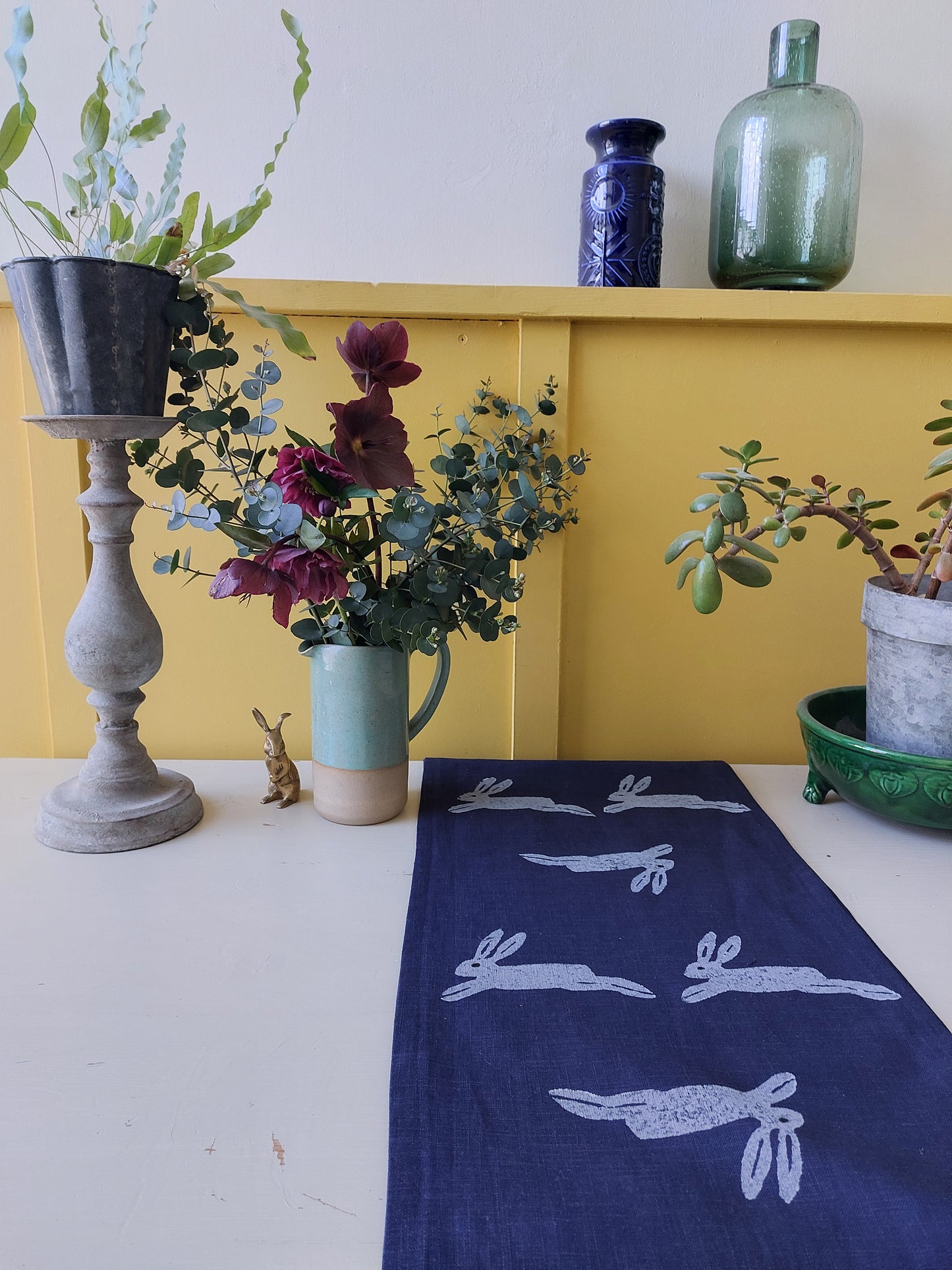 navy hare table runner