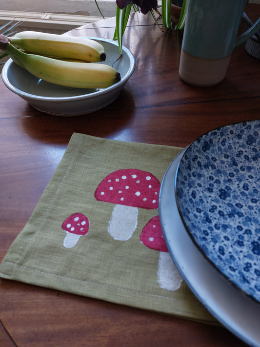 mushroom napkin avocado