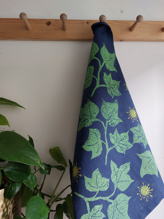 ivy tea towel navy